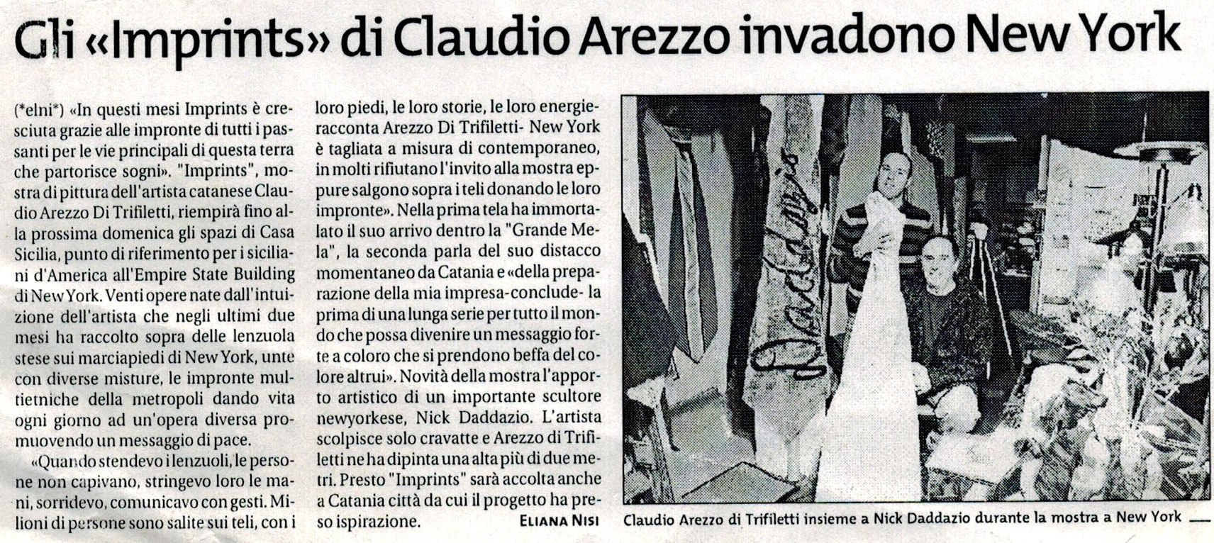 gli imprints di claudio arezzo di trifiletti invadono new york eliana nisi - catania