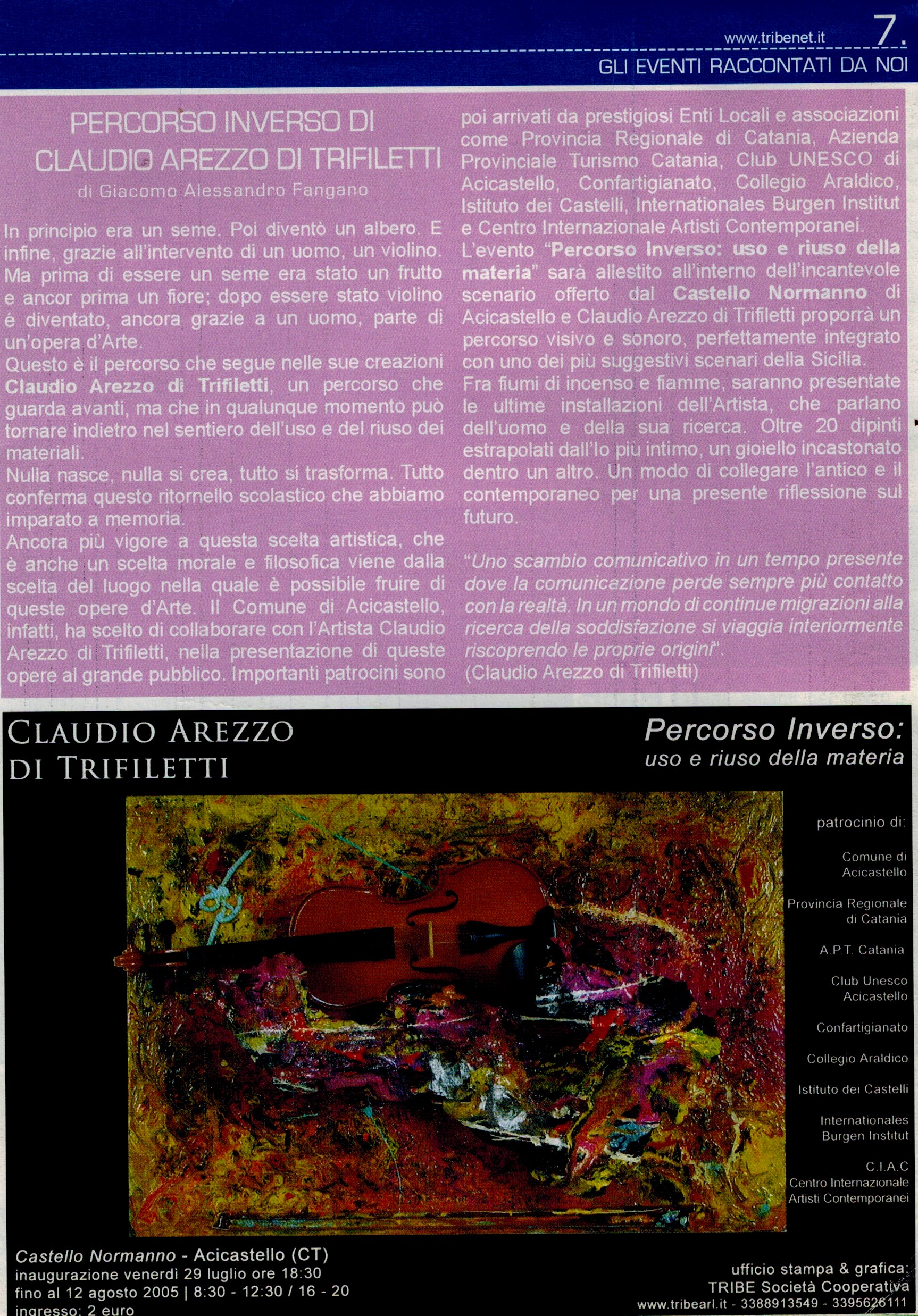 percorso inverso di claudio arezzo di trifiletti uso e riuso della materia - giacomo alessandro fangano